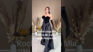 Rochie Lunga Mia Catifea Din 2 Piese Floare Neagra Bust    