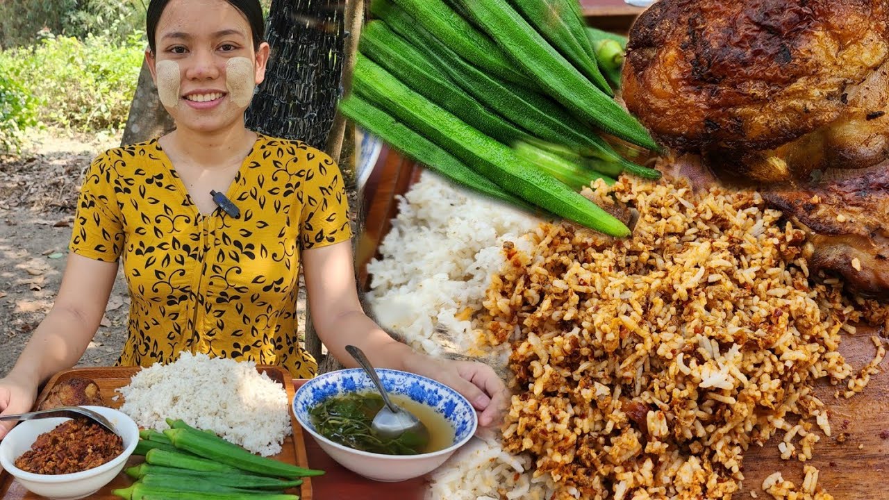 ကြက်ဥငါးပိချက်ထမင်းနယ်နဲ့ မြင်းခွာရွက်ဟင်းခါး ရုံးပတီသီးတို့ပြီး ကြက်ကြော်နဲ့ ထမင်းအားရပါးရစားကြမယ်😋