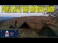 Polish Lavvu Tarp and Bivvy camp on a Hillside in Northumberland