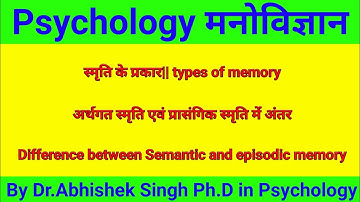 स्मृति के प्रकार|| types of memory|| अर्थगत स्मृति एवं प्रासंगिक स्मृति में अंतर by Dr.Abhishek