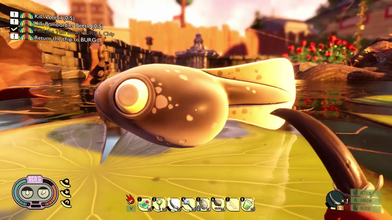 Grounded 4.0 Koi Pond Issues. Koi Fish stuck in the underwater lab, Tadpoles on lily pad