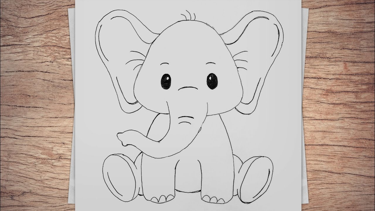 آموزش نقاشی فیل کوچولو / آموزش نقاشی ساده برای مبتدی ها / نقاشی دخترانه / آموزش نقاشی حیوانات