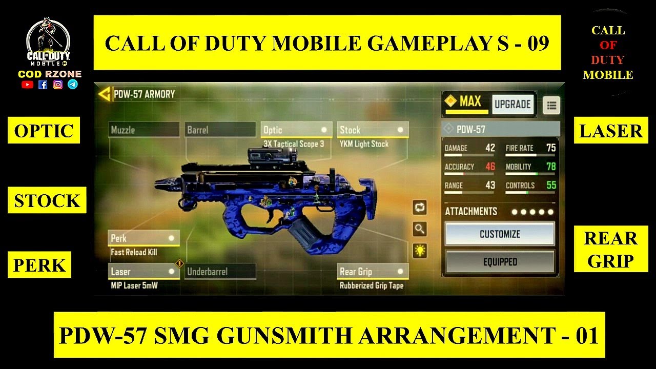 Pdw 57 Smg Gunsmith Best Attachment 01 Call Of Duty Mobile Gameplay Season 09 Cod Rzone Youtube