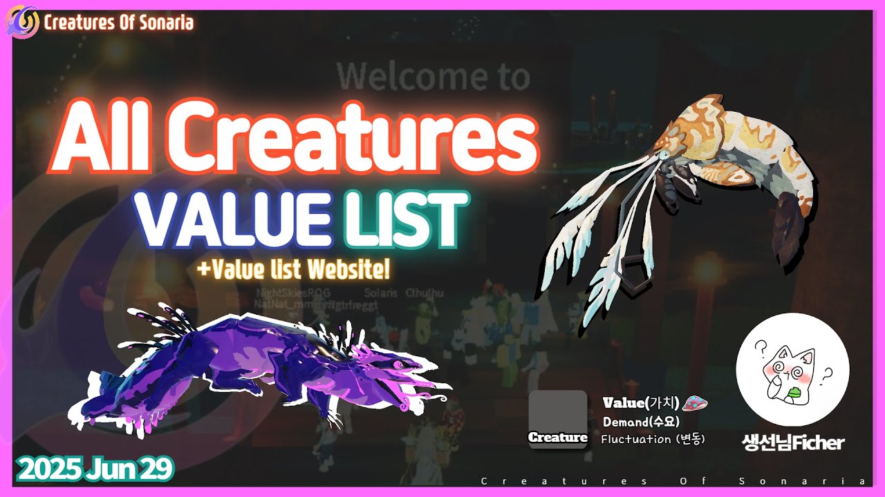 VALUE LIST Jun 29 2025 Creatures Of Sonaria YouTube 