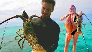 Monster Crayfish Catch and Cook on Remote Beach 🦞🏝️