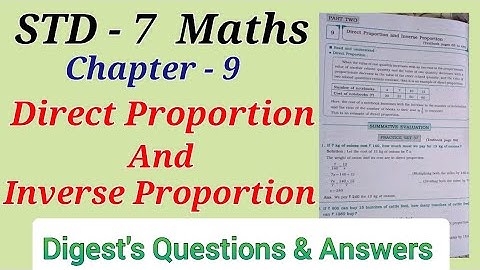 Std. 7 Maths lesson 9 Direct Proportion and Inverse Proportion Digest