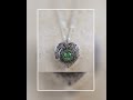 Emerald Green Glass Opal Silver Music Box Locket