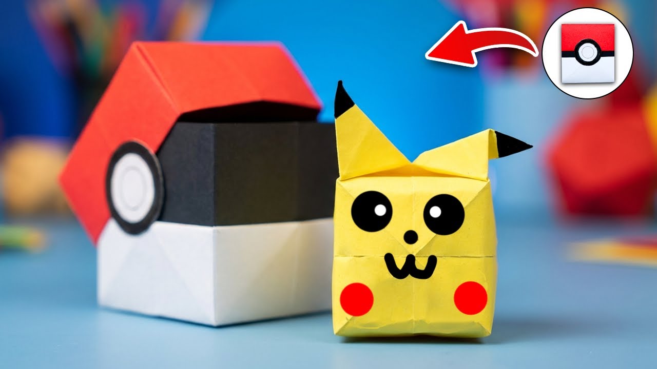 How to Make Origami Pikachu with a Paper Box | Easy Pokémon Craft