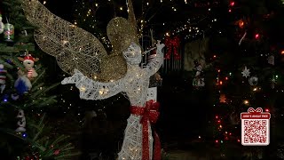Jude Redfield shows off viewers ornaments adorning the Jingle Tree