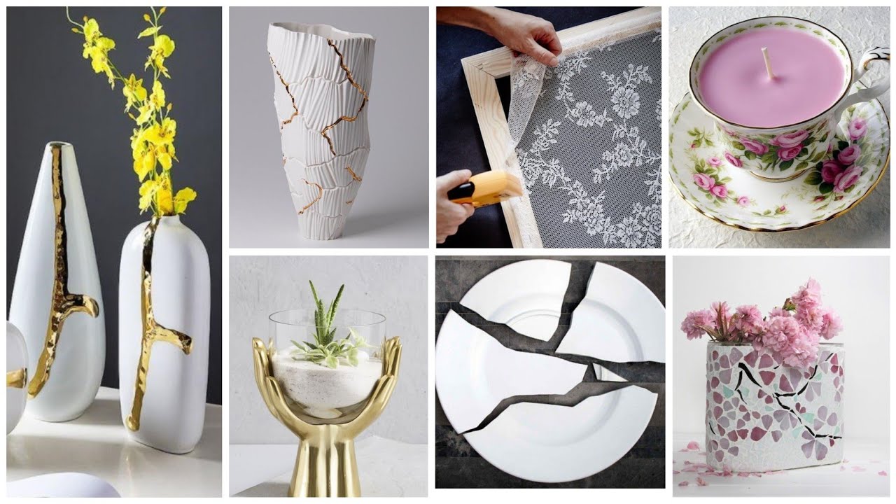 أفكار 💡عندك اواني مكسورة لا ترميها أجمل الأفكار لإعادة تدوير الاواني المكسورة #diy #craft #ideas