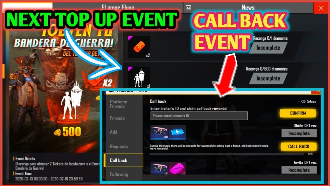 Next Top Up Event In Free Fire || Call Back Event Come ...