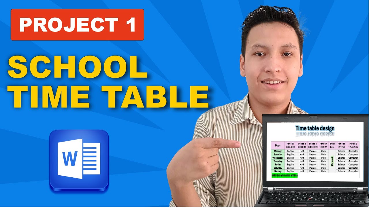 Project 1 - School Time Table In MS Word | Easy for Students - YouTube