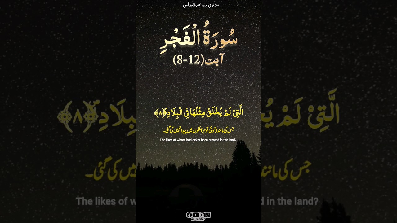 Surah Al-Fajr سورۃ الفجر | Verse (8-12) ||By Mishary Bin Rashid Alafasy|| 