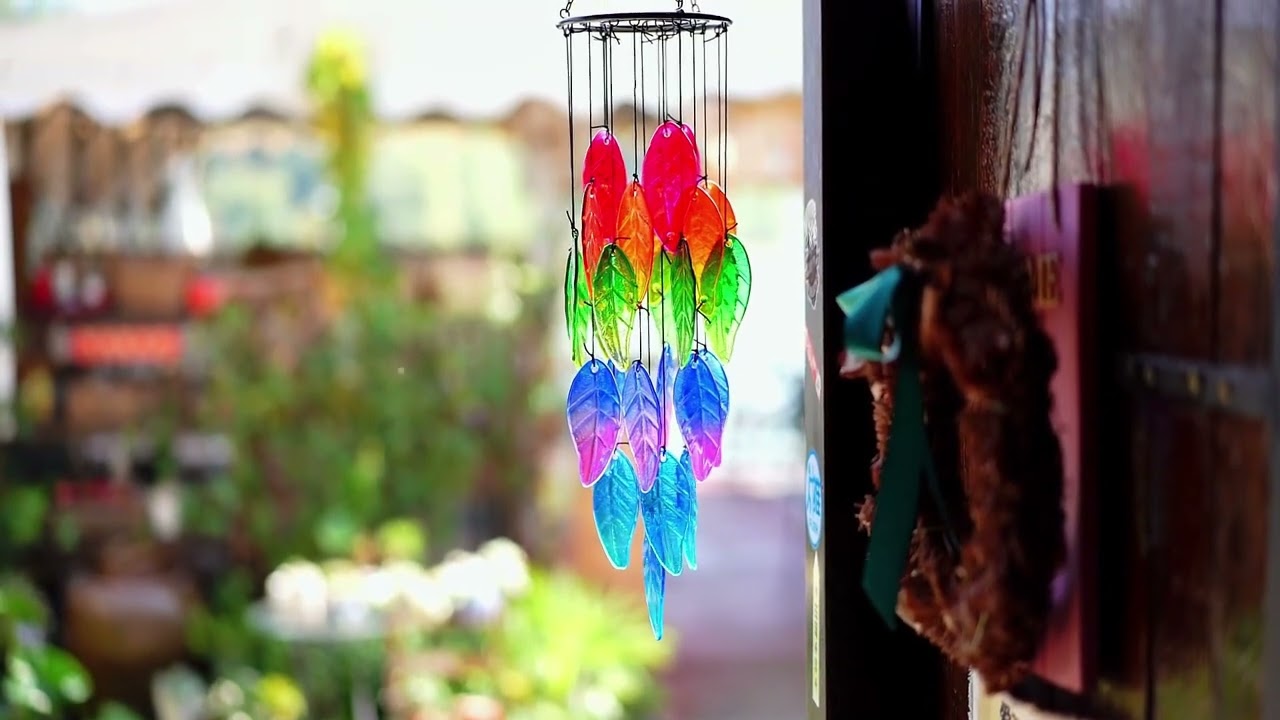 Stained Glass Leaves Wind Chimes for Outside