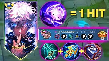 GLOBAL XAVIER WTF ONE HIT BUILD! 200% DAMAGE HACK?😱 (MUST TRY) | XAVIER BUILD AND EMBLEM 2025 | MLBB