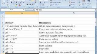Acct 232B Introduction to Excel Hot Keys and Built-in Functions