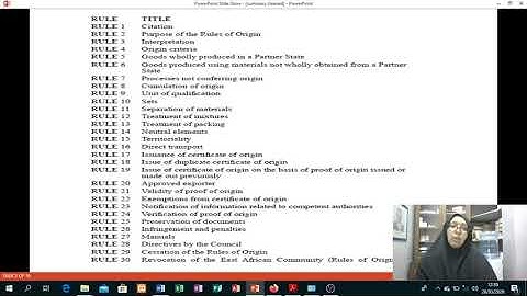 Summary EAC Rules of Origin Rules 2015