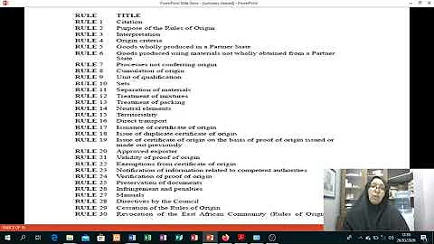 Summary EAC Rules of Origin Rules 2015