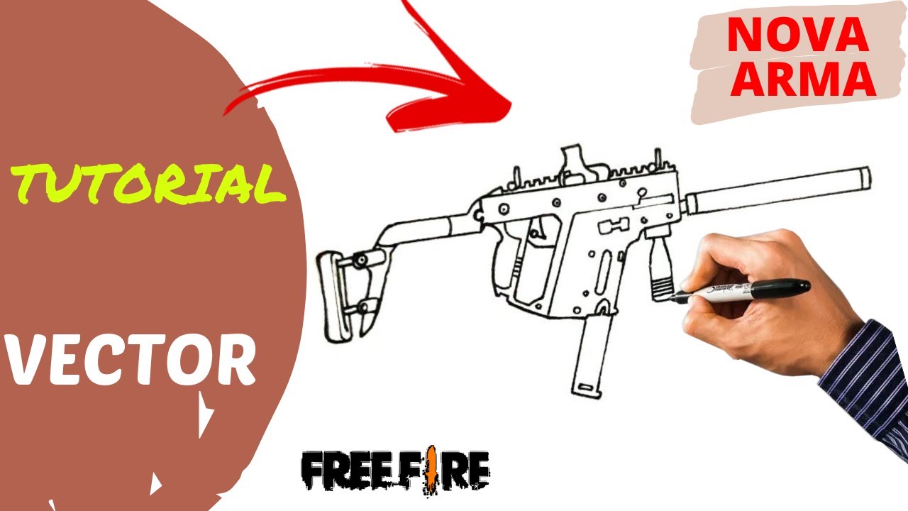 COMO DESENHAR A ARMA VECTOR DO FREE FIRE - YouTube