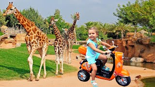 Diana feeds animals at the zoo, fun family trip