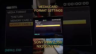 Card / Media Format Settings #sonypxwz150 #sonynx200 #cards #settings #shorts