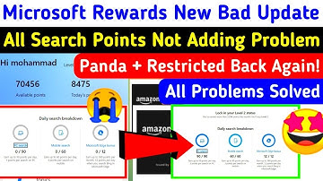 Microsoft Rewards PC/Mobile Search Point Not Adding Fixed🤩Panda Problem Solved |  Microsoft Rewards