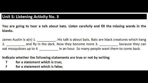 Unit 5: Listening Activity No.3