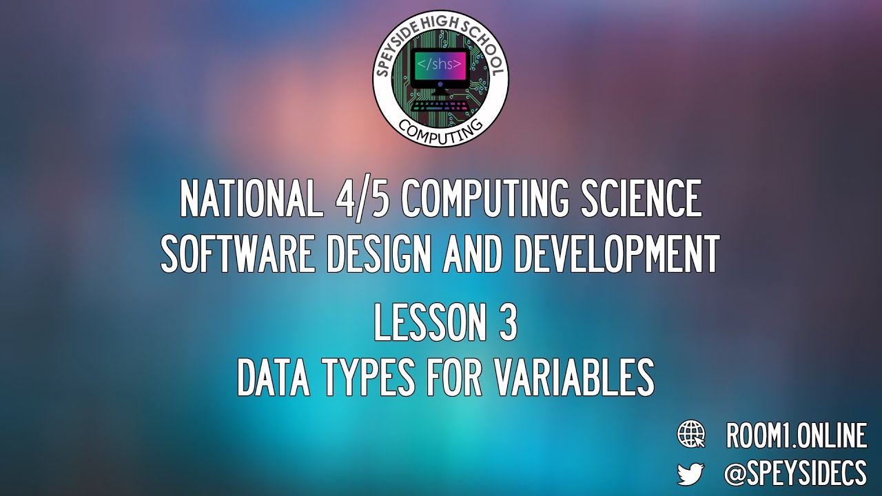 National 4 and 5 Computing Science - Lesson 3 Variable Data Types ...