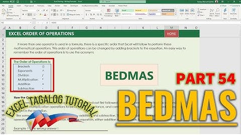 [Excel Tagalog Tutorial #54] BEDMAS