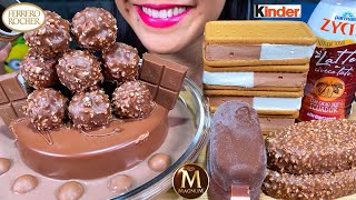 ASMR FERRERO CHOCOLATE CAKE, MAGNUM ICE CREAM, KINDER MAXI KING, CHOCO MILK MASSIVE Eating Sounds