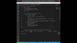 Write a Pub-Sub program for rclpy on GitHub Copilot in 1:36 seconds (25 seconds at 4x speed).