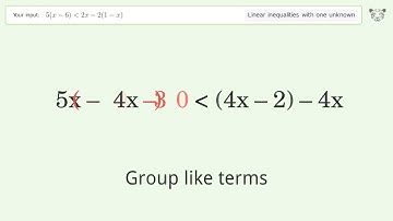Solving Linear Inequalities: 5(x-6) is Smaller Than 2x-2(1-x)