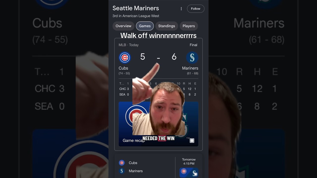 MARINERS WALK OFF CUBS IN GAME 1