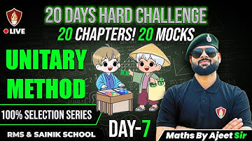 RMS Military School & Sainik School | Maths Unitary Method | Mock Questions | Class 6
