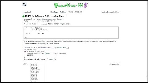 Java Practice It || 6.13 readme2next || file processing, scanner