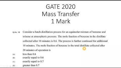 GATE 2020 Mass transfer | Chemical engineering | #GATE| #GATEchemicalengineering