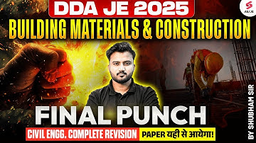 DDA JE Civil Marathon Class 2025 | BMC in One Shot for DDA JE | DDA JE Civil Classes by Shubham Sir