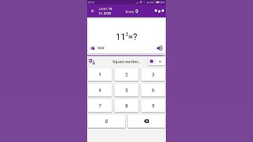 Math Tricks - Training mode - square numbers between 10 and 19 - level 016 (Number Keyboard)