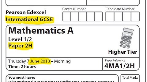 IGCSE Mathematics June 2018 - 4MA1/2H