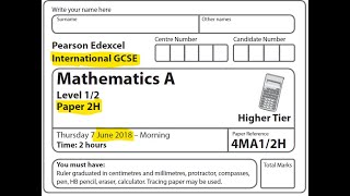 IGCSE Mathematics June 2018 - 4MA1/2H