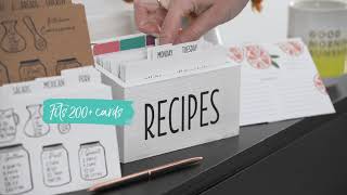 White Farmhouse 4x6 Wood Recipe Box with Cards and Dividers from Outshine Co