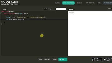 07. Java Tutorial on String and int arrays, Solo Learn Code Playground