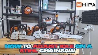How to adjust the idle speed on a Stihl chainsaw Ms170 Ms172 Ms250