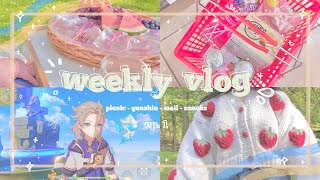 weekly vlog  // ep. 1 picnic, genshin, hauls, opening mail, shopping