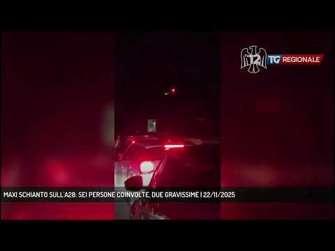 MAXI SCHIANTO SULL'A28: SEI PERSONE COINVOLTE, DUE GRAVISSIME | 22/11/2025