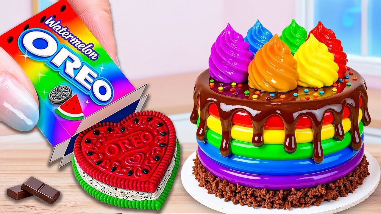 Amazing Rainbow Butter Cake & Sweet OREO Bar 🌈🍬 Satisfying DIY Cake ✨ Lil Cake Lab