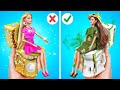  extreme rich vs poor barbie room makeover  cute miniature crafts  tiny diy ideas by 123 go
