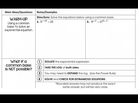 Algebra 2: Solving Exponential Equations using Logs - YouTube