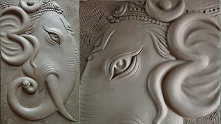 making Ganesha mural with water based clay//3D wall mural painting