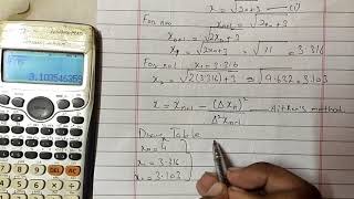 Aitken's Method ( del- square process ) with example.